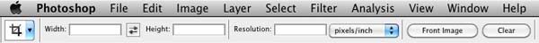 Crop tool menu