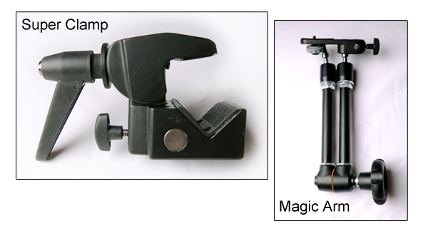 A Magic Arm and Super Clamp.